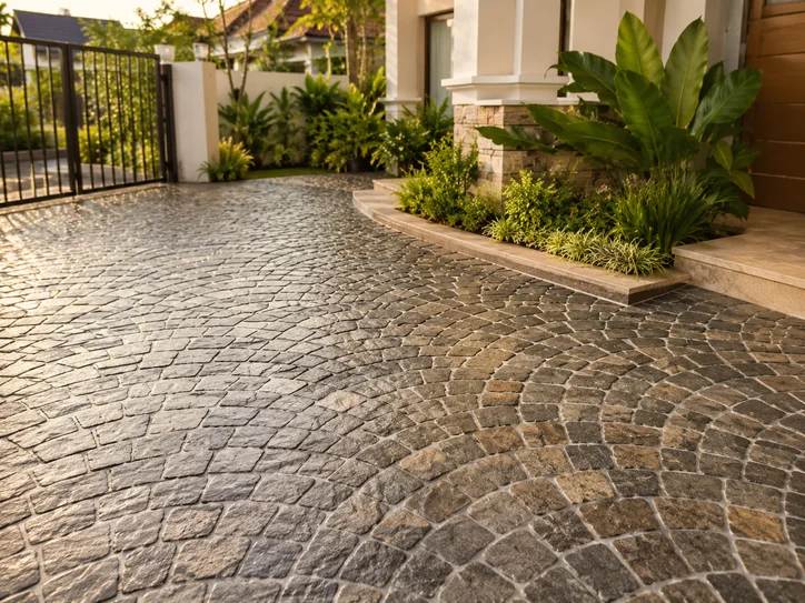 Cobblestone imprint floor